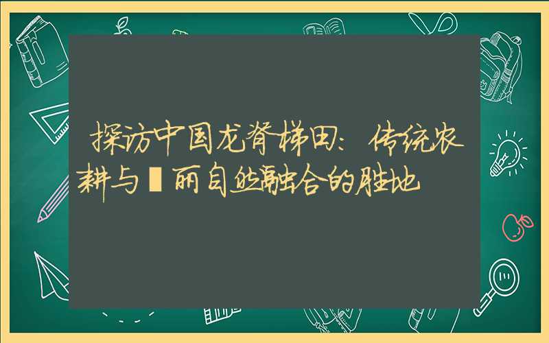 探访中国龙脊梯田：传统农耕与壮丽自然融合的胜地