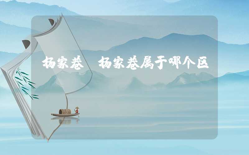 杨家巷（杨家巷属于哪个区）