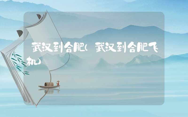武汉到合肥（武汉到合肥飞机）