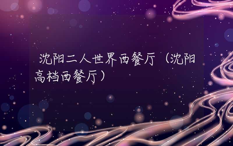 沈阳二人世界西餐厅(沈阳高档西餐厅)