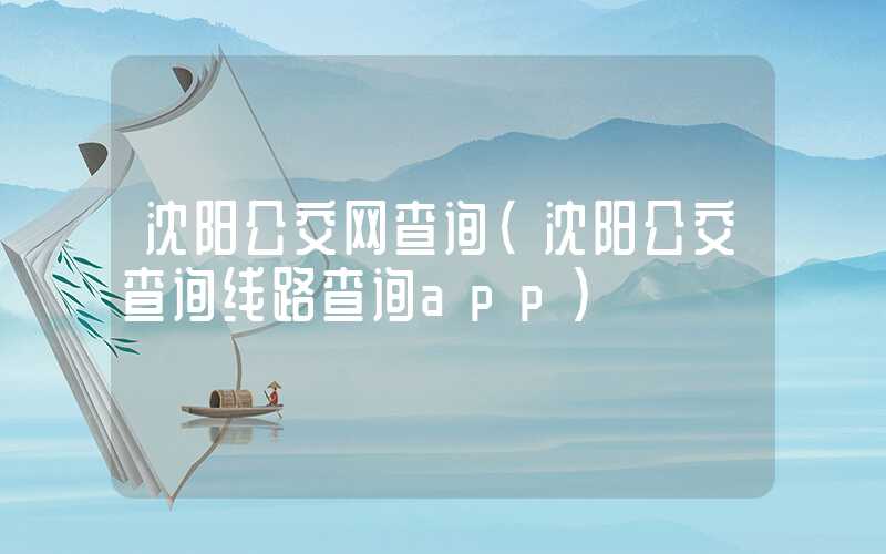 沈阳公交网查询(沈阳公交查询线路查询app)