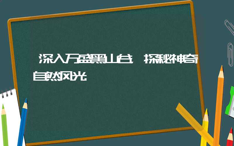 深入万盛黑山谷，探秘神奇自然风光