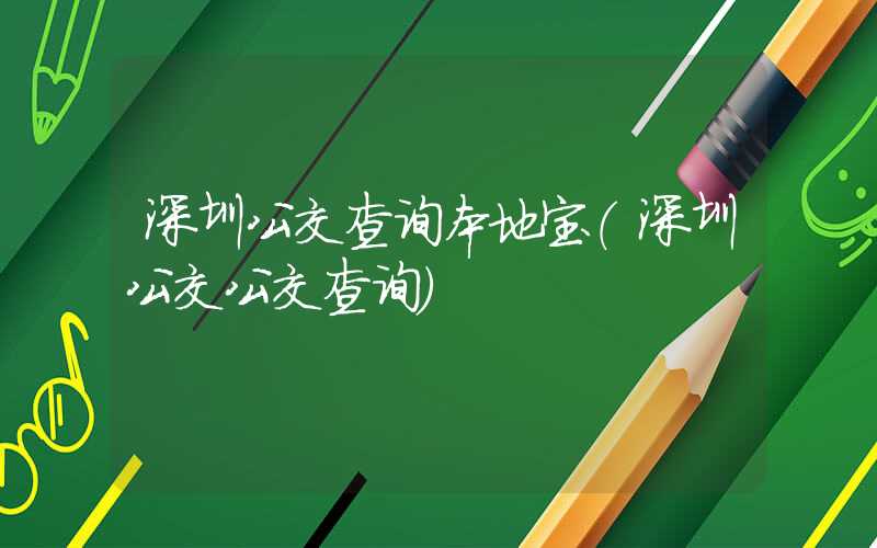 深圳公交查询本地宝（深圳公交公交查询）