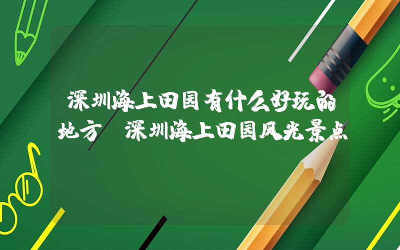深圳海上田园有什么好玩的地方（深圳海上田园风光景点）