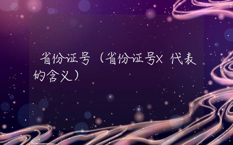 省份证号（省份证号X代表的含义）