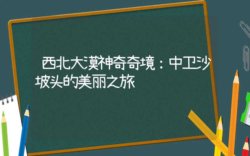 西北大漠神奇奇境：中卫沙坡头的美丽之旅