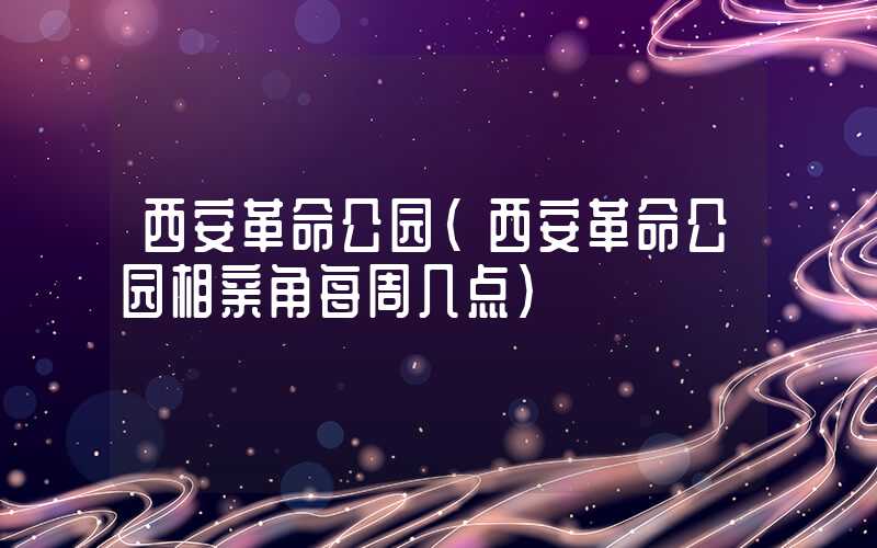西安革命公园（西安革命公园相亲角每周几点）