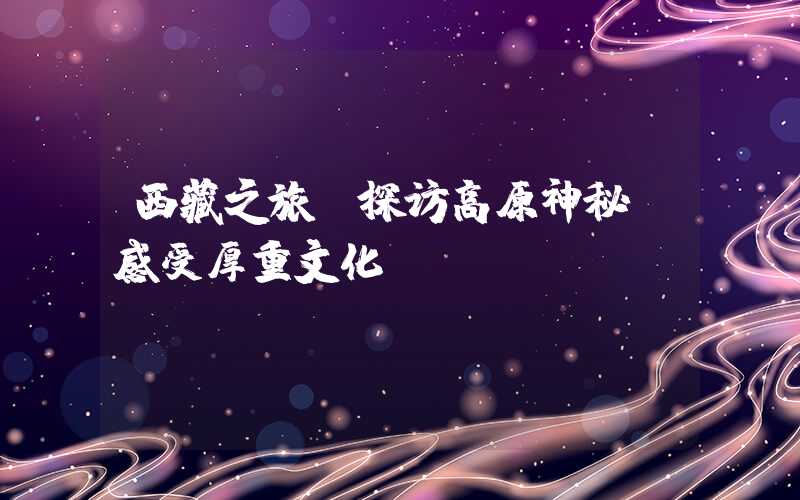 西藏之旅：探访高原神秘，感受厚重文化