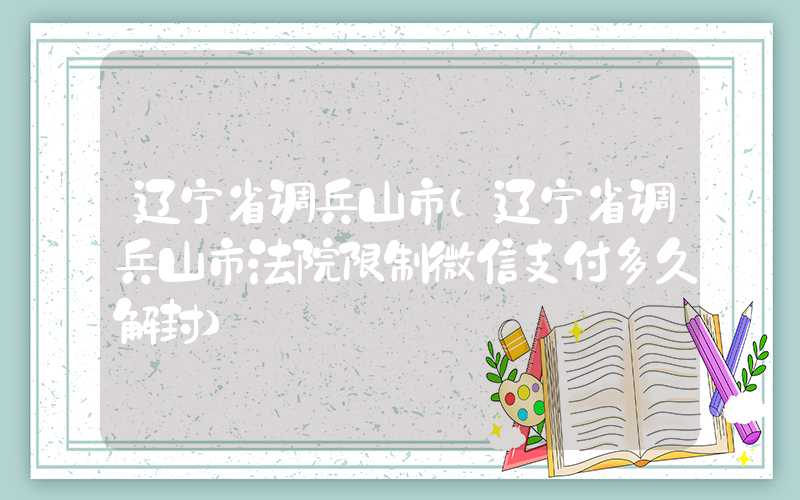 辽宁省调兵山市（辽宁省调兵山市法院限制微信支付多久解封）