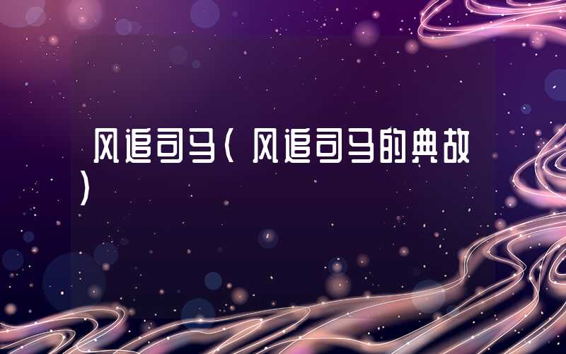 风追司马（风追司马的典故）