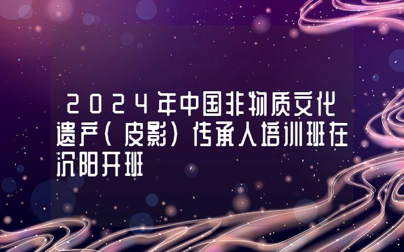 2024年中国非物质文化遗产（皮影）传承人培训班在沉阳开班
